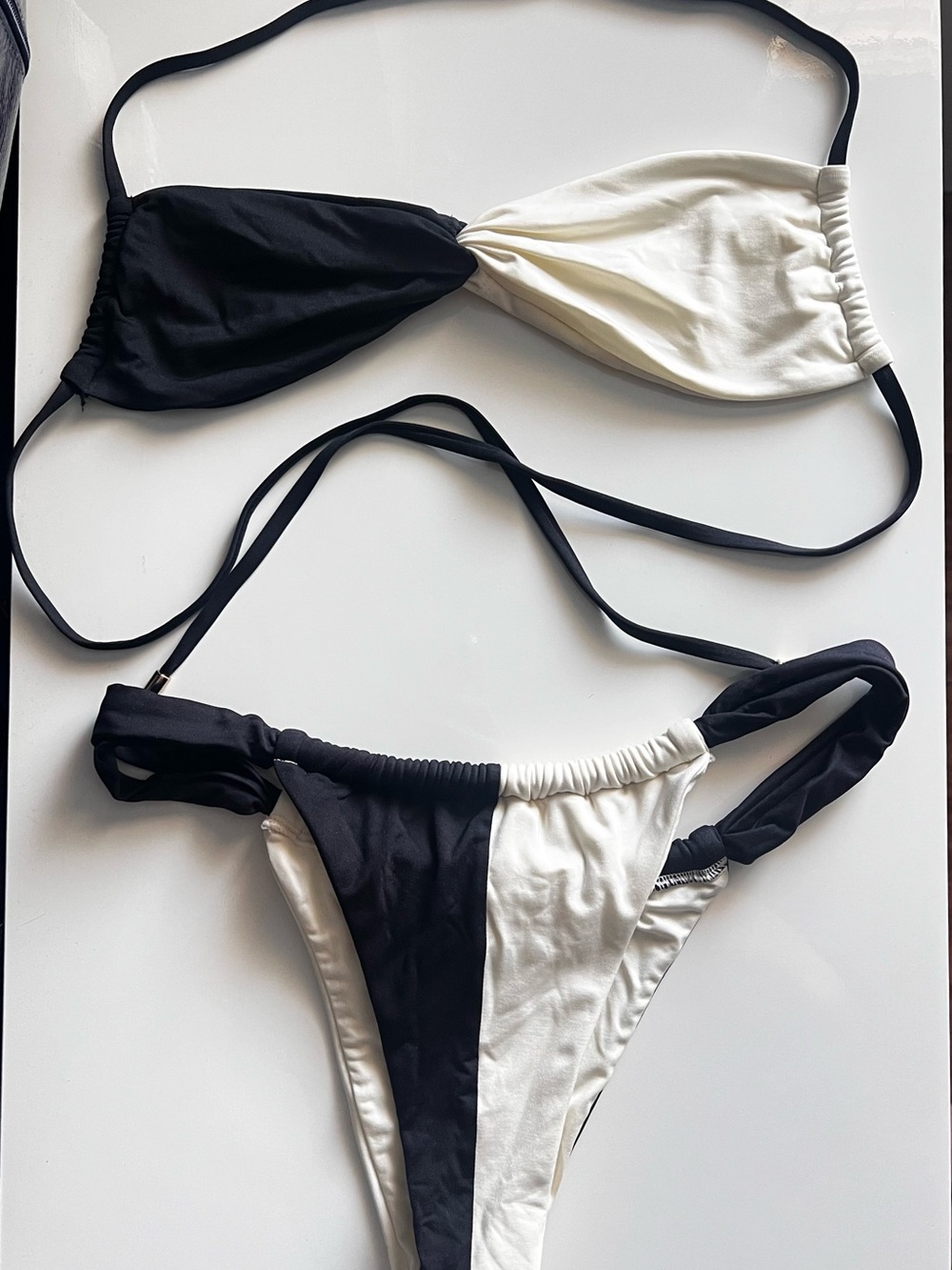 Monday Swimwear Black and White Twist Bikini Set - Picture 2 of 4